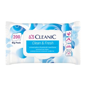 Cleanic Cleanic Fresh&Clean, chusteczki uniwersalne, 200 szt.