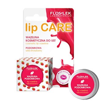 FlosLek Laboratorium Lip Care, wazelina kosmetyczna do ust, poziomkowa, 15 ml