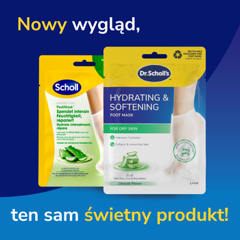 Dr. Scholl's, odżywcza maska PediMask™ z aloesem, 1 para