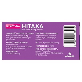 Bilastyna Hitaxa, 20 mg, tabletki, 10 szt.