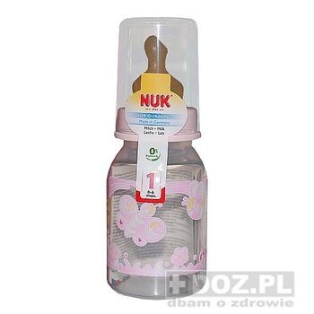 Nuk Baby Rose, butelka PP, smoczek lateksowy, 0-6 m, szerokootworowa, 110 ml