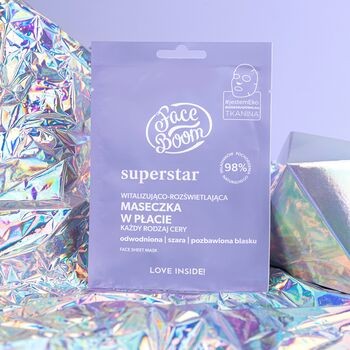 Bielenda FaceBoom Superstar, witalizująco-rozświetlająca maseczka w płacie, 1 szt.