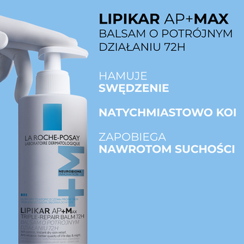Zestaw La Roche Posay Lipikar, Syndet AP+, krem myjący uzupełniający poziom lipidów, przeciw podrażnieniom skóry, 400 ml + Baume AP+Max, balsam o potrójnym działaniu, 400 ml