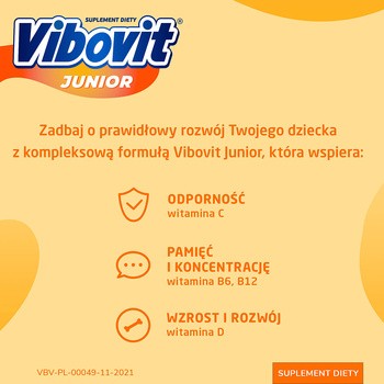 Vibovit Junior, proszek w saszetkach o smaku truskawkowym, 2 g, 30 szt.