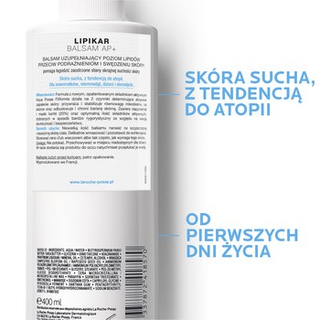 La Roche-Posay Lipikar Baume AP+, balsam uzupełniający poziom lipidów, skóra sucha, 400 ml