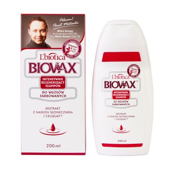 Biovax, szampon intensywnie regenerujący do włosów farbowanych, 200 ml