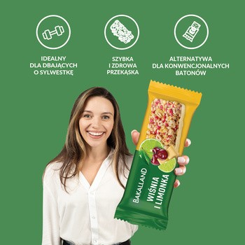 Bakalland, wiśnia i limonka, relaks, baton zbożowy, 38 g