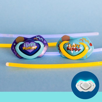 Canpol Babies, smoczek silikonowy, symetryczny, Neon Love, 0-6 m, blue, 2 szt.
