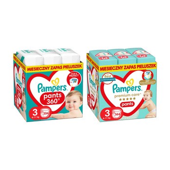 Zestaw Pampers Premium Care Pants 3 (6-11 kg), 144 szt. + Pampers Pants, 3 (6-11 kg), 204 szt.