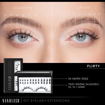 Nanolash DIY Eyelash Extensions Starter Kit, zestaw startowy do aplikacji sztucznych rzęs, Flirty, 1 szt.