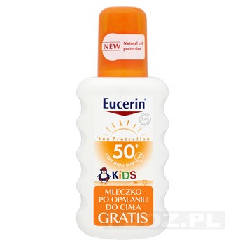 Zestaw Promocyjny Eucerin Ochrona Przeciwsłoneczna, spray dla dzieci, SPF 50 + mleczko po opalaniu GRATIS