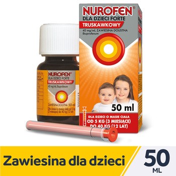 Nurofen Forte dla dzieci, 40 mg/ml, zawiesina doustna o smaku truskawkowym, 50 ml
