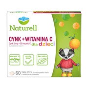 alt Naturell Cynk + Witamina C dla dzieci, tabletki do rozgryzania i żucia, smak pomarańczowy, 60 szt.