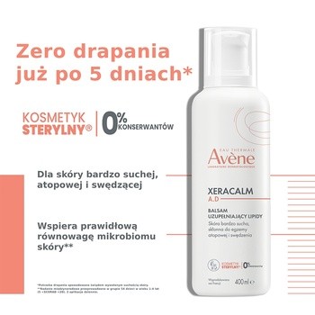 Avene Eau Thermale Xera Calm A.D, balsam uzupełniający lipidy, 400 ml