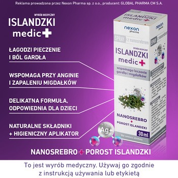 Islandzki medic+ z nanosrebrem, spray, 30 ml