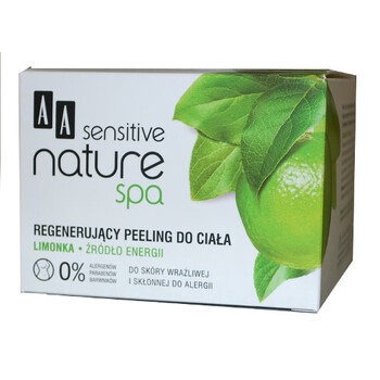 AA Sensitive Naturalne Spa, peeling do ciała regenerujący, limonka, 200ml