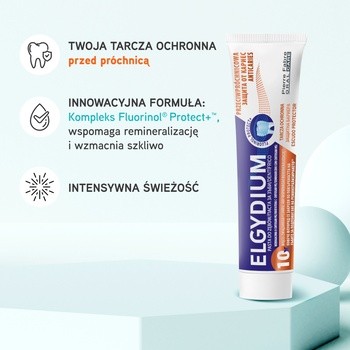 Elgydium, przeciwpróchnicowa pasta do zębów z kompleksem Fluorinol Protect+, 75 ml