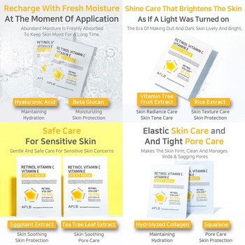 APLB Retinol Vitamin C Vitamin E Sheet Mask, maska w płachcie na twarz z retinolem oraz witaminami C i E, 25 ml