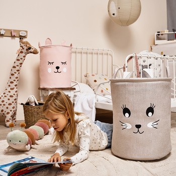 Waya, kosz pojemnik na zabawki miś różowy, 1 szt.