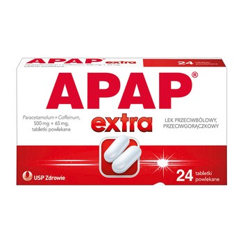 Apap Extra, 500 mg + 65 mg, tabletki powlekane, 24 szt.