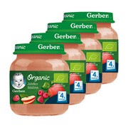 Zestaw 4x Gerber Organic, deser jabłko, malina, 4 m+