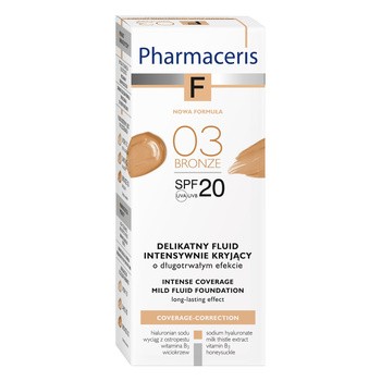 Pharmaceris F, delikatny fluid intensywnie kryjący, Bronze 03, SPF 20, 30 ml