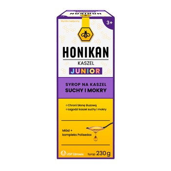 Honikan Kaszel Junior, syrop na kaszel suchy i mokry, 230 g