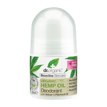 Dr.Organic Hemp Oil, dezodorant w kulce z organicznym olejem  z konopi siewnych, roll-on, 50 ml