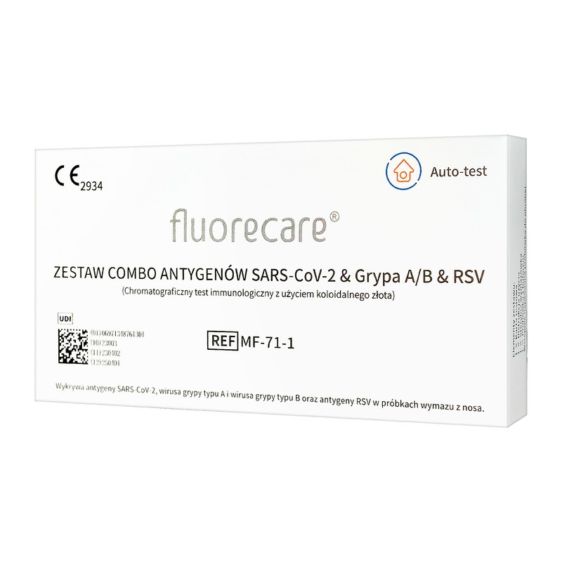 Test Fluorecare, Zestaw Combo Antygenowy, SARS-CoV2&Grypa A/B&RSV, 1 Szt.