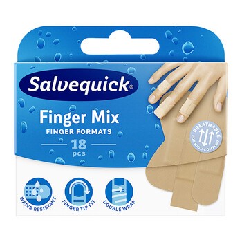 Salvequick Finger Mix, plastry na palce rąk, 18 szt.