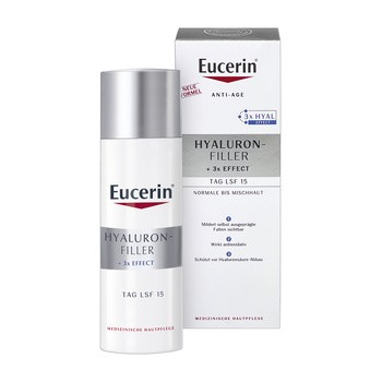 Eucerin Hyaluron-Filler, przeciwzmarszczkowy krem na dzień z kwasem Hialuronowym do skóry normalnej i mieszanej SPF 15, 50 ml