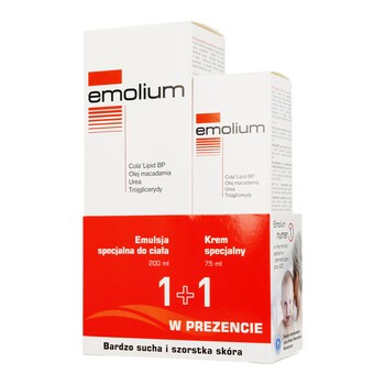 Zestaw Promocyjny Emolium, emulsja specjalna do ciała, 200 ml + krem specjalny, 75 ml