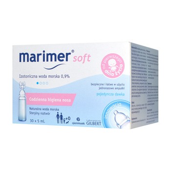 Marimer Soft, izotoniczna woda morska 0,9%, 5 ml, 30 ampułek