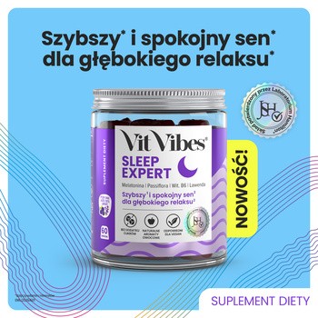 Vit Vibes Sleep Expert, żelki, smak jagody z nutą lawendy, 60 szt.