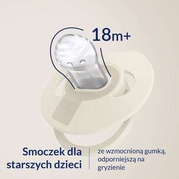 Canpol Lovi Prime, dynamiczny smoczek uspokajający silikonowy, 18 m+ Coconut/Ivory, 2 szt.