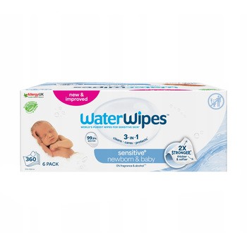 WaterWipes, chusteczki nawilżane dla noworodków i niemowląt, 360 szt. (6 x 60 szt.)