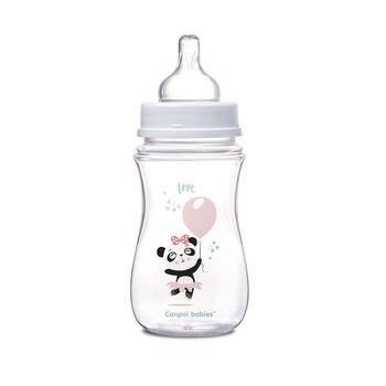 Canpol Easy Start Toys, butelka szerokootworowa, antykolkowa, różowa, 240 ml