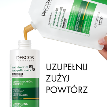Zestaw Dercos DS, szampon przeciwłupieżowy, włosy suche, 390 ml + opakowanie uzupełniające, 390 ml
