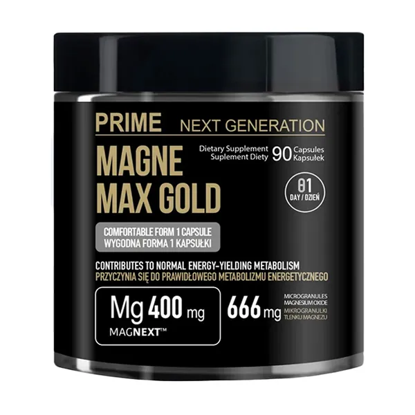 Магний Prime Next Generation Magne Max Gold Magnext 400 мг, от усталости и для мышц, 90 капсул
