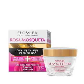 FlosLek Laboratorium Rosa Mosqueta 50+ Odmładzanie, super regenerujący krem na noc, 50 ml