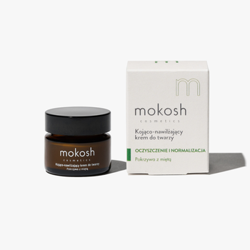 Mokosh, kojąco-nawilżający krem do twarzy, pokrzywa z miętą, 15 ml