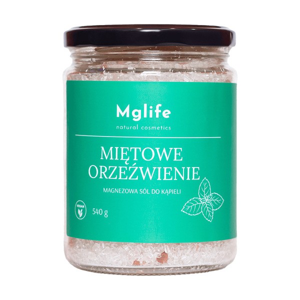 Mglife Mglife Natural Cosmetics Miętowe orzeźwienie, magnezowa sól do kąpieli, 540 g
