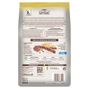 Nestle Sinlac, bezgluteowy prodrodukt zbożowy bez dodatku cukru, po 6. miesiącu, banan, 300 g