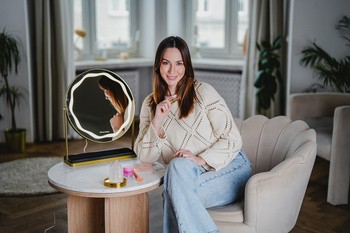 Beautifly Round LED Vanity Mirris, podświetlane lusterko do makijażu z regulacją światła LED, 1 szt.
