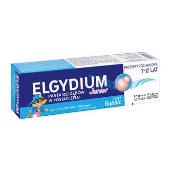 Elgydium Junior Bubble, przeciwpróchnicza pasta do zębów 7-12 lat, 50 ml