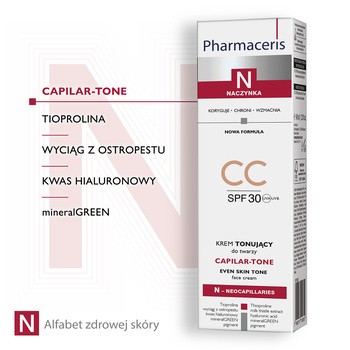 Pharmaceris N Capilar-Tone, krem tonujący CC, SPF 30, skóra naczynkowa i nadreaktywna, 40 ml