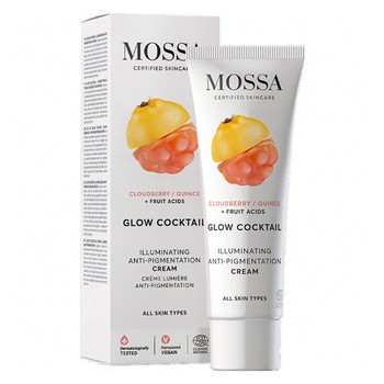 Mossa, rozświetlający krem na dzień przeciw przebarwieniom z pigwą i maliną moroszką, 50 ml