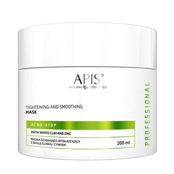 Apis Acne Stop, maska ściągająco-wygładzająca z białą glinką i cynkiem, 200 ml