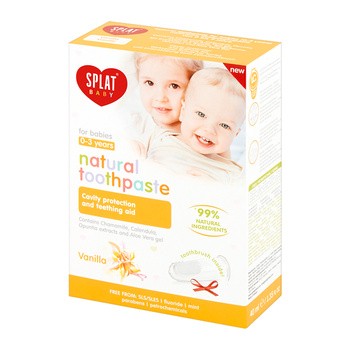Splat Baby, naturalna pasta do zębów dla dzieci, wanilia, 40 ml + szczoteczka silikonowa na palec