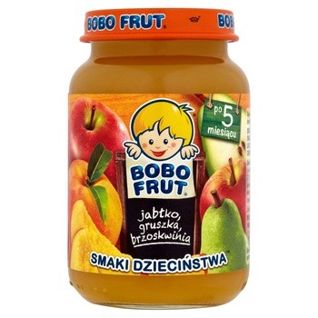 Bobo Frut Smaki Dzieciństwa, jabłko, gruszka, brzoskwinia po 5 miesiącu, 185 g